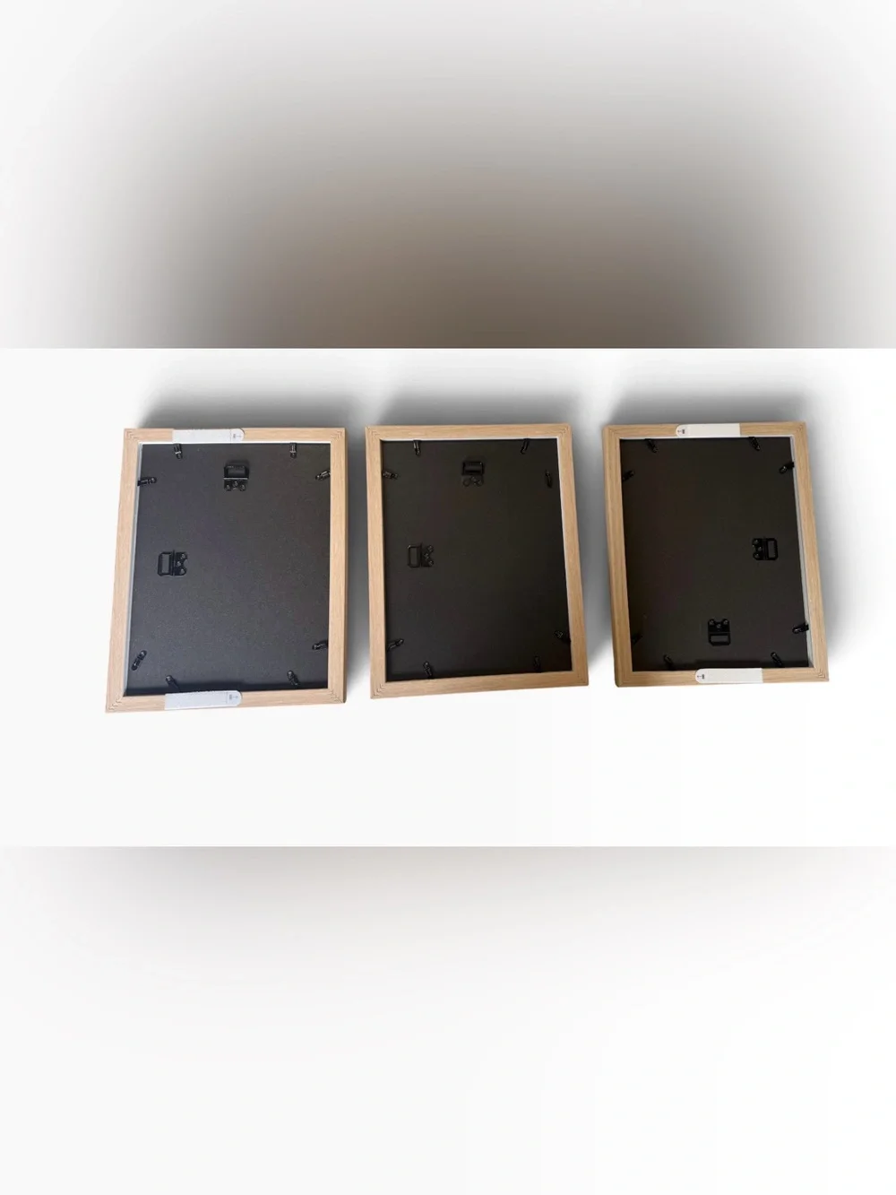 Set of 3 Natural Wood Picture Frames White Mats 5x7 Gallery Wall